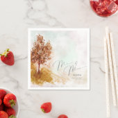 Serviette En Papier Paysage aquarelle M. & Mme. Automne Gold ID786 (En situation)