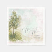 Serviette En Papier Paysage aquarelle M. & Mme Sage Green ID786 (Devant)