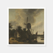 Serviette En Papier Paysage avec moulin à vent - Salomon Rombouts (Devant)