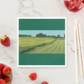 Serviette En Papier Paysage Campagnard Vert (En situation)
