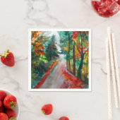Serviette En Papier Paysage d'automne Aquarelle Cocktail Papier à cock (En situation)
