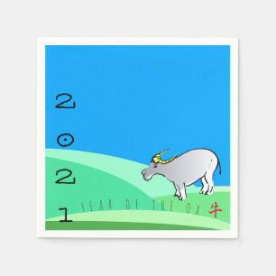 Serviette En Papier Paysage de dessin X chinois Nouvel An Zodiac PN