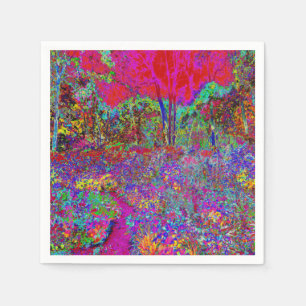 Serviette En Papier Paysage de jardin impressionniste psychédélique