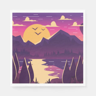 Serviette En Papier Paysage de la forêt de montagne