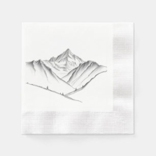 Serviette En Papier Paysage de la montagne de crayon de charbon