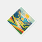 Serviette En Papier Paysage de la montagne Retro (Coin)