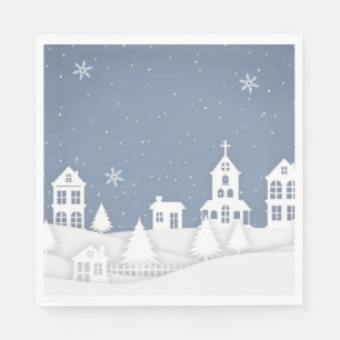 Serviette En Papier Paysage de l'église de Noël