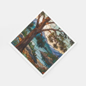 Serviette En Papier Paysage de montagne rustique vitrail  (Coin)