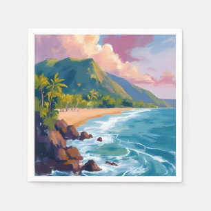 Serviette En Papier Paysage de montagnes de Fidji Peinture de voyage