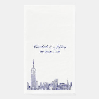 Serviette En Papier Paysage de NYC 01 Gravure DIY Fond de couleur Mari