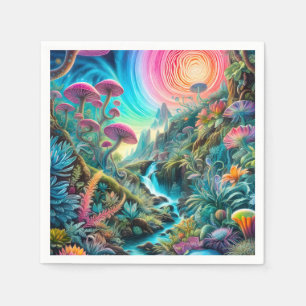 Serviette En Papier Paysage de rêves psychédéliques enchantés