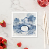 Serviette En Papier Paysage de style Delft bleu et blanc (En situation)