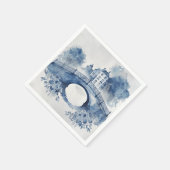 Serviette En Papier Paysage de style Delft bleu et blanc (Coin)