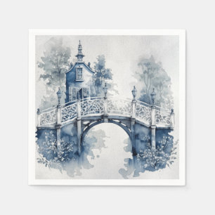 Serviette En Papier Paysage de style Delft bleu et blanc