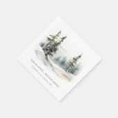 Serviette En Papier Paysage des neiges d'hiver Mariage d'aquarelle (Coin)