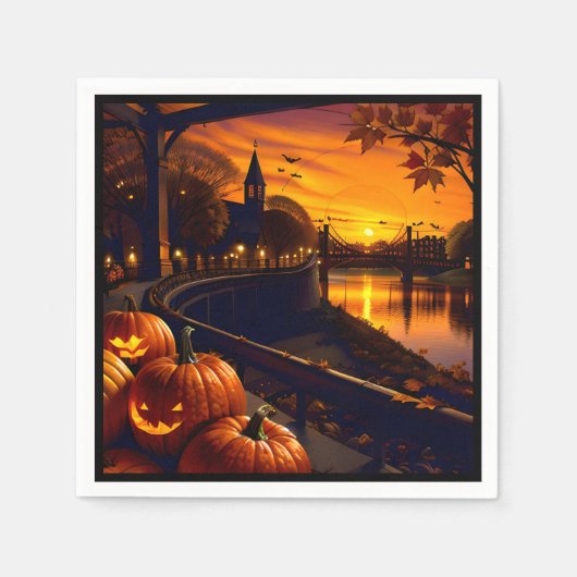 Serviette En Papier Paysage d'Halloween deux (Devant)