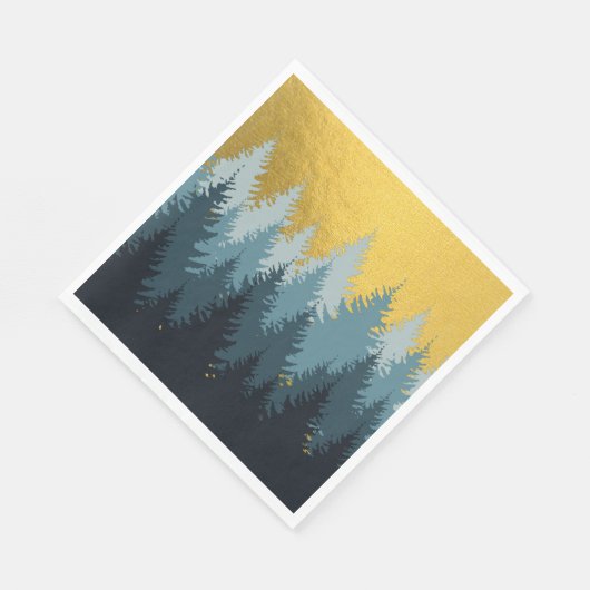 Serviette En Papier Paysage d'or des arbres forestiers (Coin)