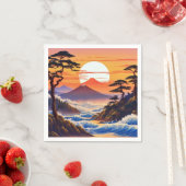 Serviette En Papier Paysage du coucher du soleil japonais (En situation)
