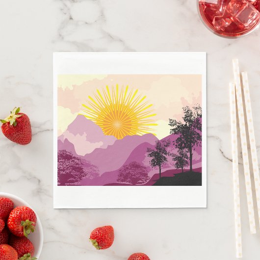 Serviette En Papier Paysage du lever du soleil
