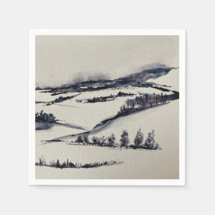 Serviette En Papier Paysage enneigé