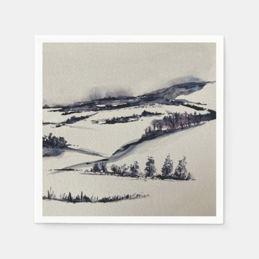 Serviette En Papier Paysage enneigé (Devant)