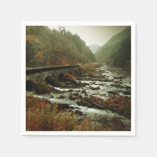 Serviette En Papier Paysage forestier et fluvial d'automne (Devant)