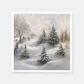Serviette En Papier Paysage forestier hivernal joyeux Noël  (Devant)
