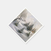 Serviette En Papier Paysage forestier hivernal joyeux Noël  (Coin)