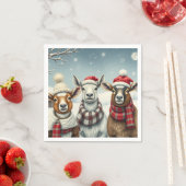 Serviette En Papier Paysage hivernal avec mouton et Cabine (En situation)