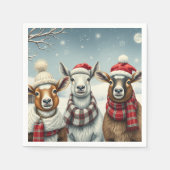 Serviette En Papier Paysage hivernal avec mouton et Cabine (Devant)