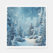 Serviette En Papier Paysage hivernal Pins Flocons de neige (Devant)
