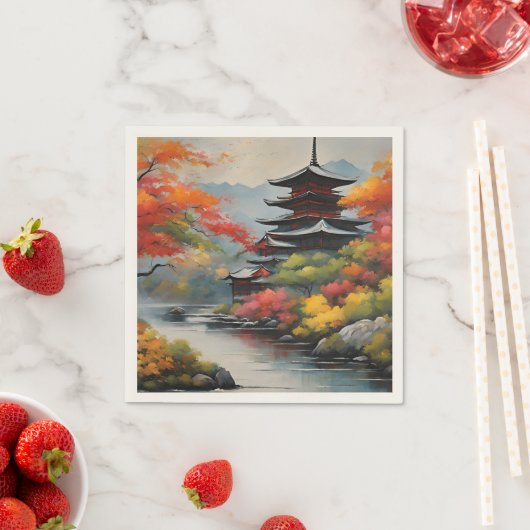 Serviette En Papier Paysage japonais (En situation)