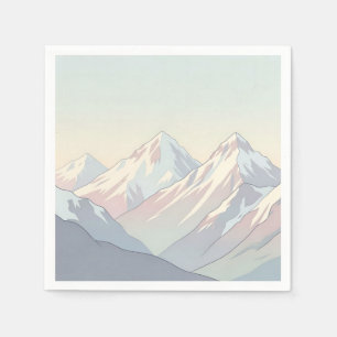 Serviette En Papier Paysage minimaliste de montagnes aux couleurs past