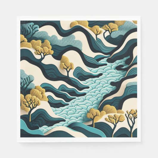 Serviette En Papier Paysage moderne (Devant)