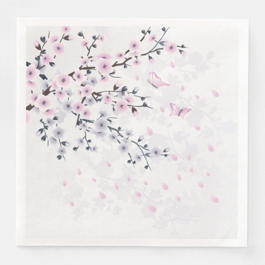 Serviette En Papier Paysage Pastel Cherry Blossom (Devant)