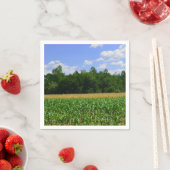 Serviette En Papier Paysage rural d'un champ de maïs & blé & ciel bleu (En situation)