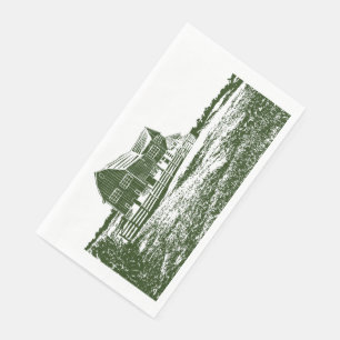 Serviette En Papier Paysage rural maison de ferme de style coupe