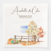 Serviette En Papier Paysage rustique d'automne Arbres et Citrouilles (Devant)