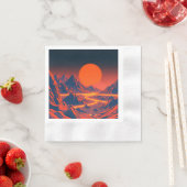 Serviette En Papier Paysage Synthwave avec Montagnes Neon (En situation)