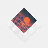 Serviette En Papier Paysage Synthwave avec Montagnes Neon (Coin)