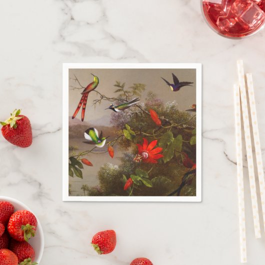 Serviette En Papier Paysage tropical avec dix colibris (En situation)