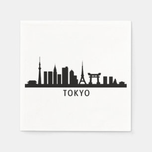 Serviette En Papier Paysage urbain du Japon Silhouette de la skyline