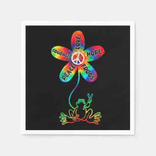 Serviette En Papier Peace Courage Aimer Hope Frogs Hippie