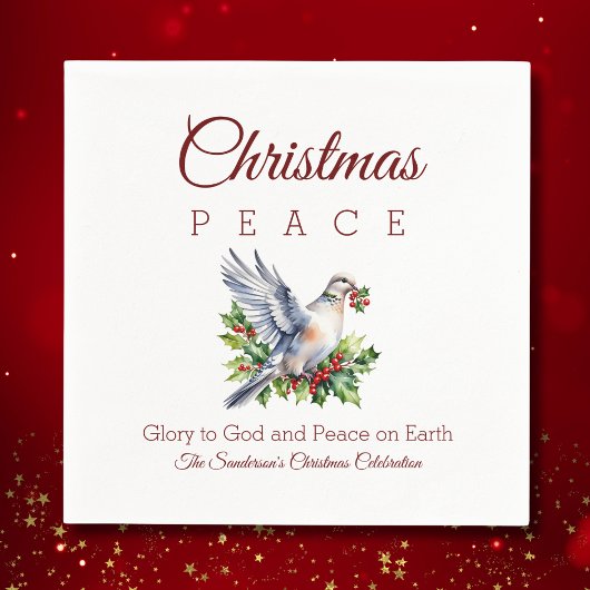 Serviette En Papier Peace Dove Holly Christian Christmas