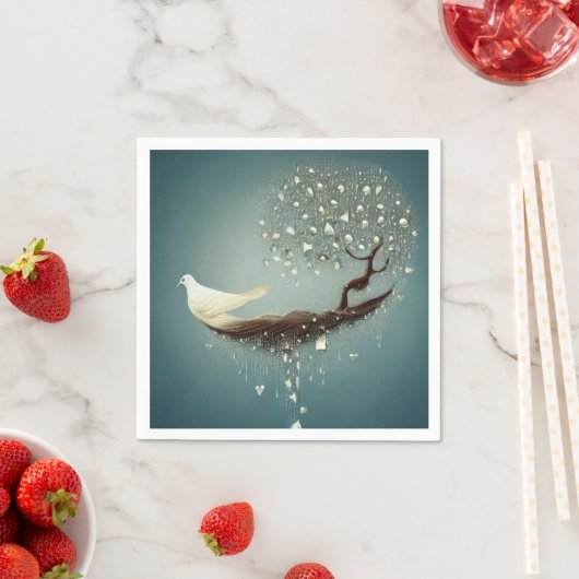 Serviette En Papier Peace Dove & Pearl Tree (En situation)
