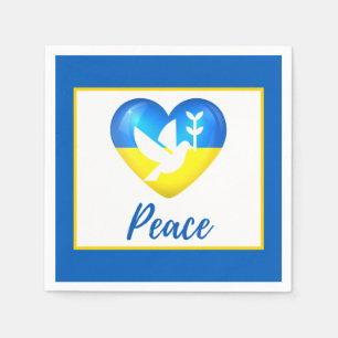 Serviette En Papier Peace Dove Ukraine - Coeur du drapeau