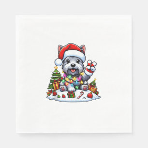 Serviette En Papier Peace Hand Scottish Terrier Christmas Lights Femme