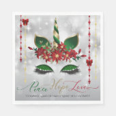 Serviette En Papier Peace Hope et Love Holiday Unicorn (Devant)