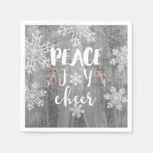 Serviette En Papier Peace Joer Cheer Silver Snowflake Fête