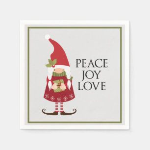 Serviette En Papier Peace Jove Love Girl Gnome Holiday